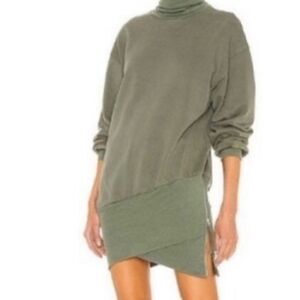 Young Fabulous & Broke Turtleneck Sweater Mini Dress Olive Green Medi…